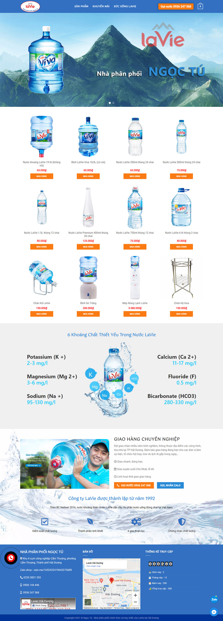 website dịch vụ nước uống Lavie