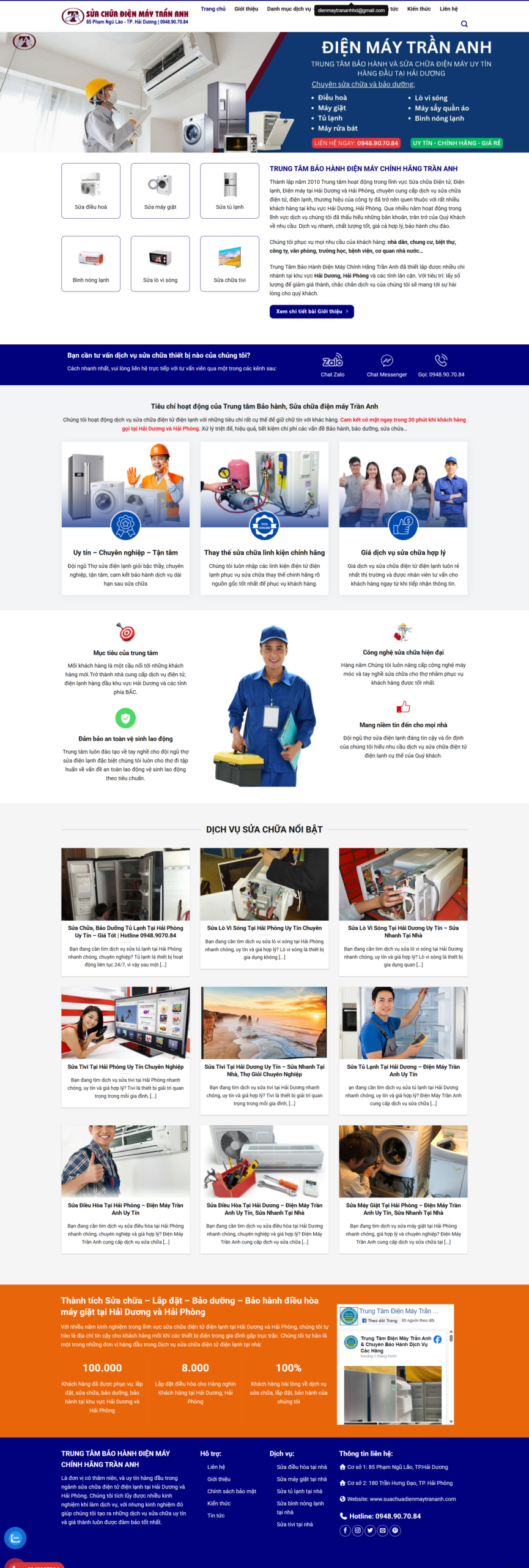 website sửa chữa thiết bị điện tử điện lạnh