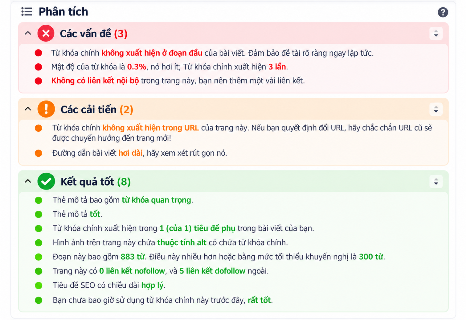 kết quả của seo website